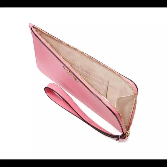 Kate Spade Lucy Medium L-Zip Saffiano Leather Wristlet Blossom Pink KD546 - Picture 3 of 6